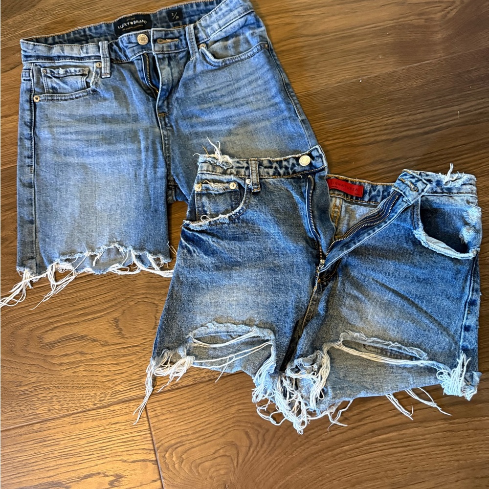 2 pair shorts Lucky Brand Blue Denim Size 2 Short Jean Cut off Size Small